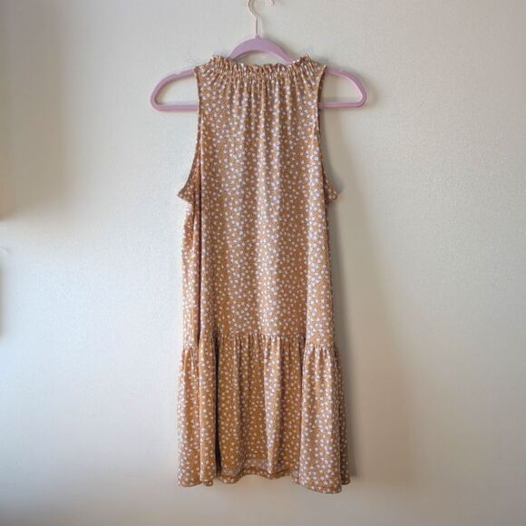 Banana Republic Ditzy Floral Honey Orange Sleeveless Knit Shift Dress Size MP - Picture 4 of 7